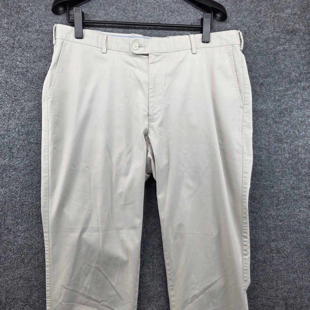 PETER MILLAR Mens 38 Beige Cotton Spandex Flat‎ Front Chino Pants Tailored Fit